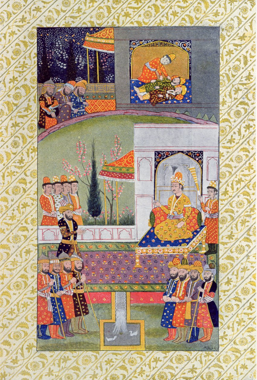 正义之床，插图来自阿拉伯之夜，1895年（彩色雕刻） 作者 法语学校