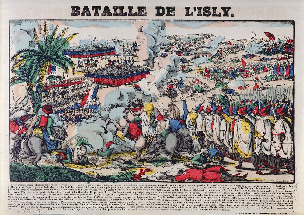 Abd-el-Kader的随从捕获（1808-83）或1844年8月14日的Isly战役，1844-63 作者 法语学校