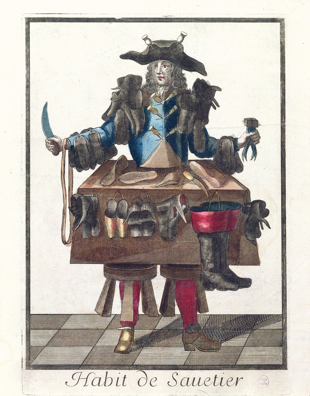 修道士，一个寓言性的服装设计，在Larmessin家族之一雕刻的图像之后，c.1640-84 作者 法语学校