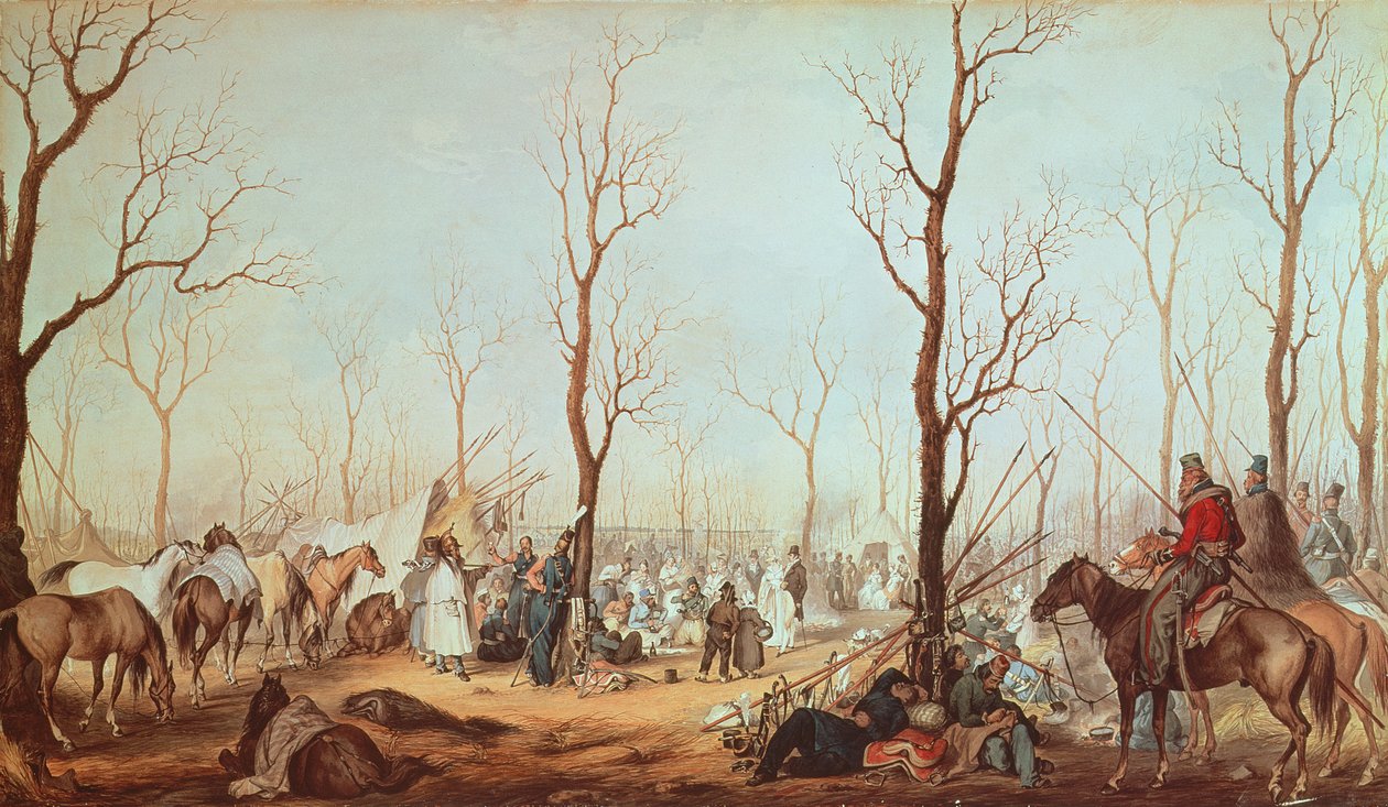 香榭丽舍大街上的哥萨克人，1815年（纸上写着） 作者 法语学校