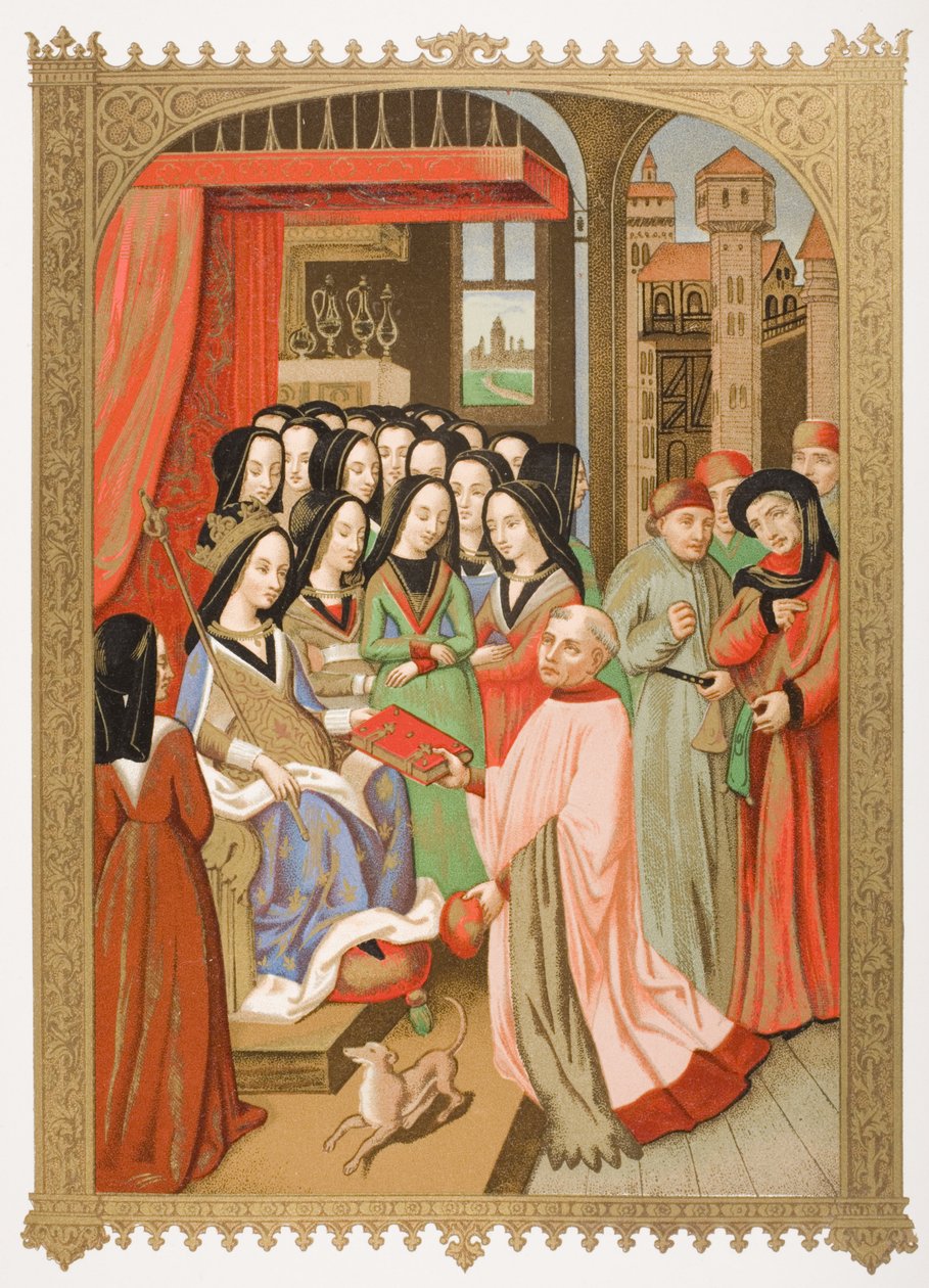 Anjou的玛丽法院（1404-63）传承了来自“地狱的十二Per”的缩影，来自Paul Lacroix的“Le Moyen Age et La Renaissance”（1806-84）1847年出版 作者 法语学校