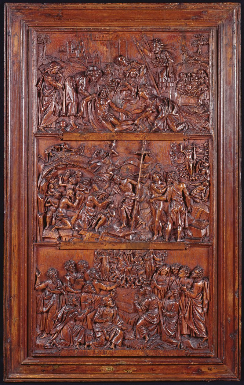 信条，第二小组：十字架，埋葬，复活和下降进入凌波和升天，1587年（木头）（另见414036,4140389） 作者 法语学校