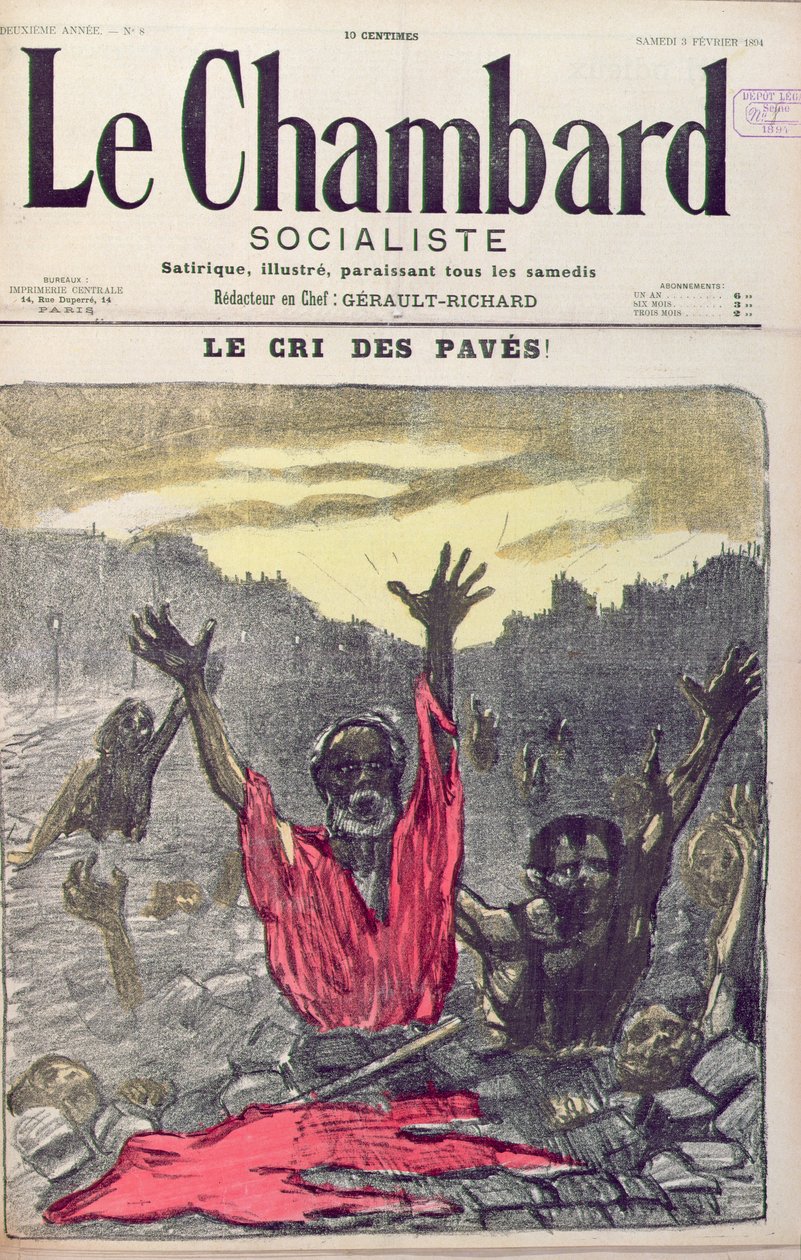 “穷人的呐喊”，Le Chambard Socialiste杂志的封面，1894年2月3日 作者 法语学校