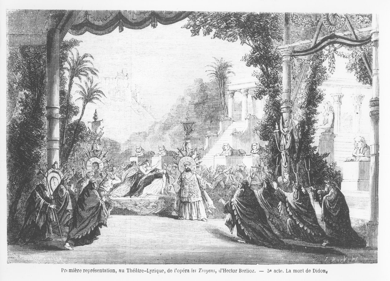 Dido之死，1863年11月14日，来自The Illiousious World的巴黎剧院Lyrique的Hector Berlioz（1803-69）第一次表演The Trojans 作者 法语学校