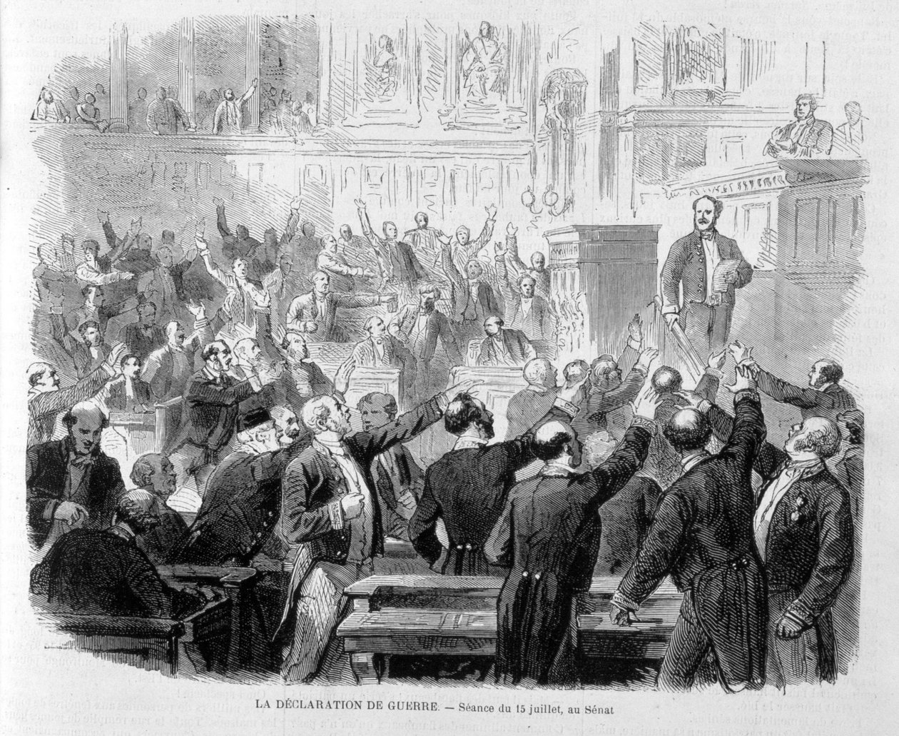 1870 年的战争宣言：7 月 15 日在参议院开会——在“Le Monde Illustré” 作者 法语学校