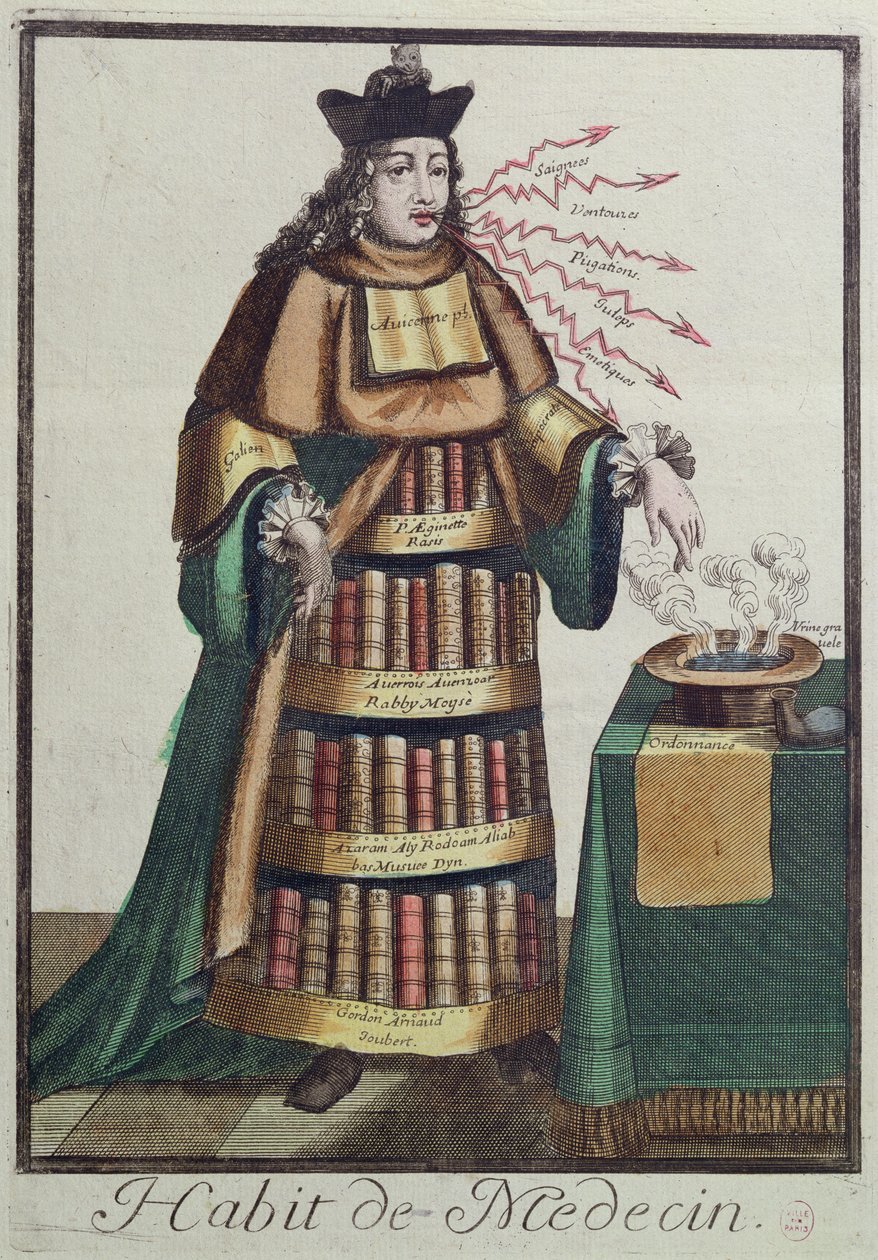博士，一个寓言性的服装设计，在Larmessin家族之一雕刻的图像之后，c.1640-84 作者 法语学校
