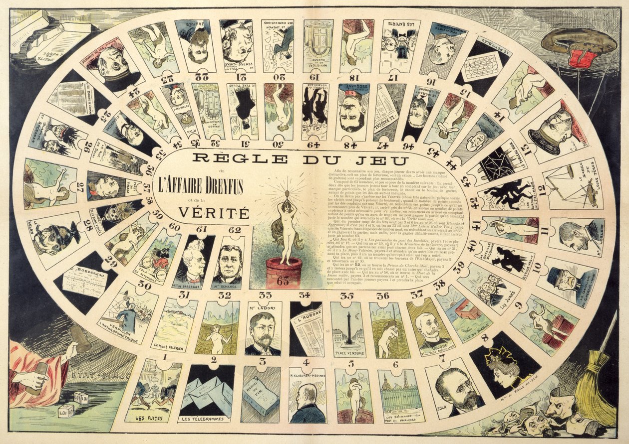 Dreyfus事件游戏，包括各种人物的肖像，19世纪末 作者 法语学校