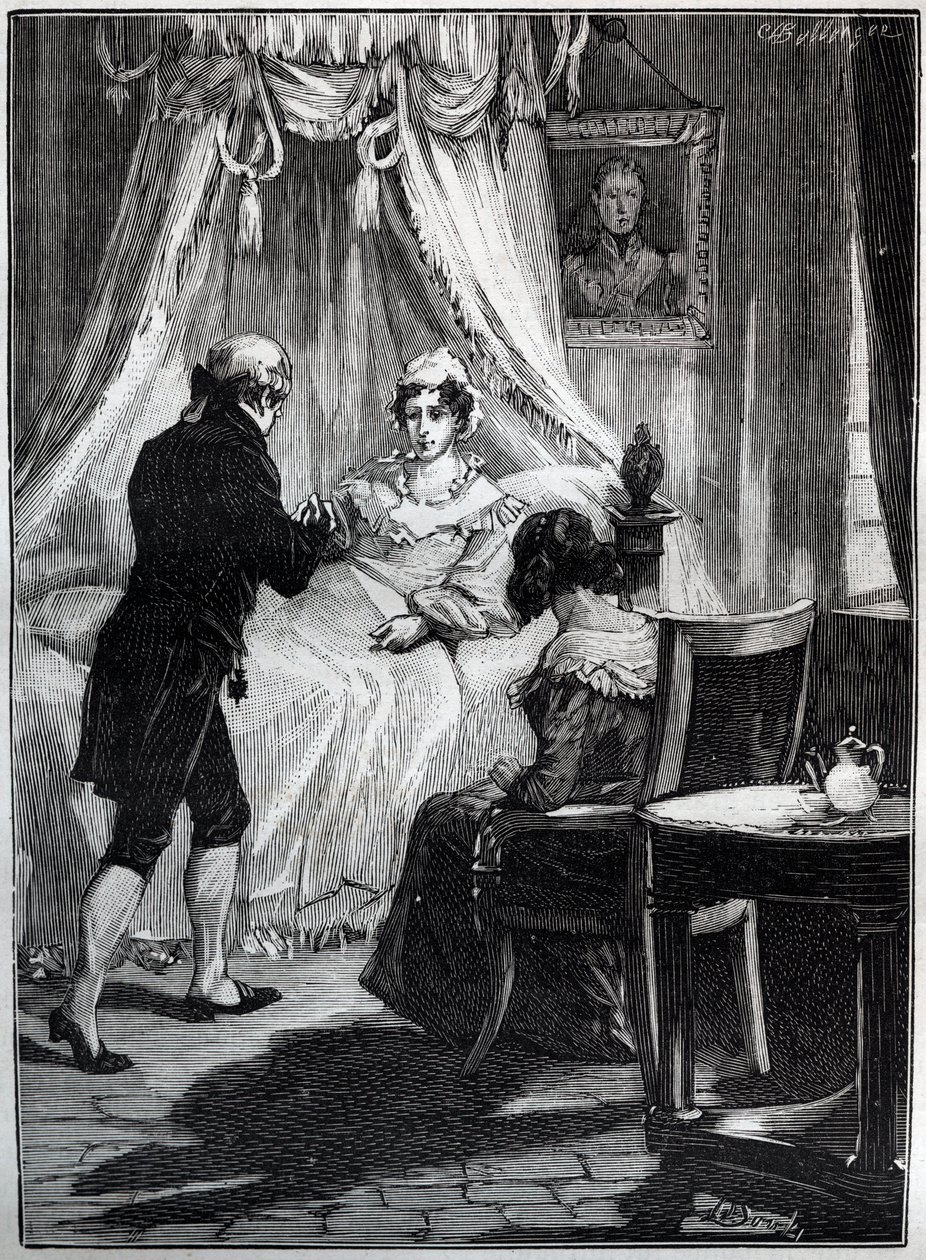 The Duchess of Berry (Marie Caroline, Princess of the Two Sicilies, Duchess of Berry (1798-1870) at the Fortress of Blay receives Doctor Louis Charles Deneux (1767-1846) - Engraving - 作者 法语学校