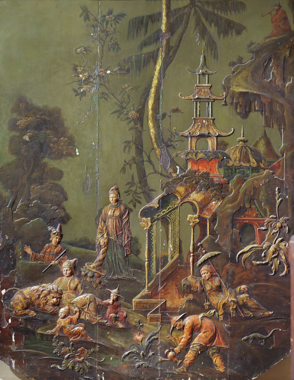 “地球”，来自Hotel Richelieu的Grand Cabinet Chinois的详细信息，地点des Vosges，c.1728-31 作者 法语学校