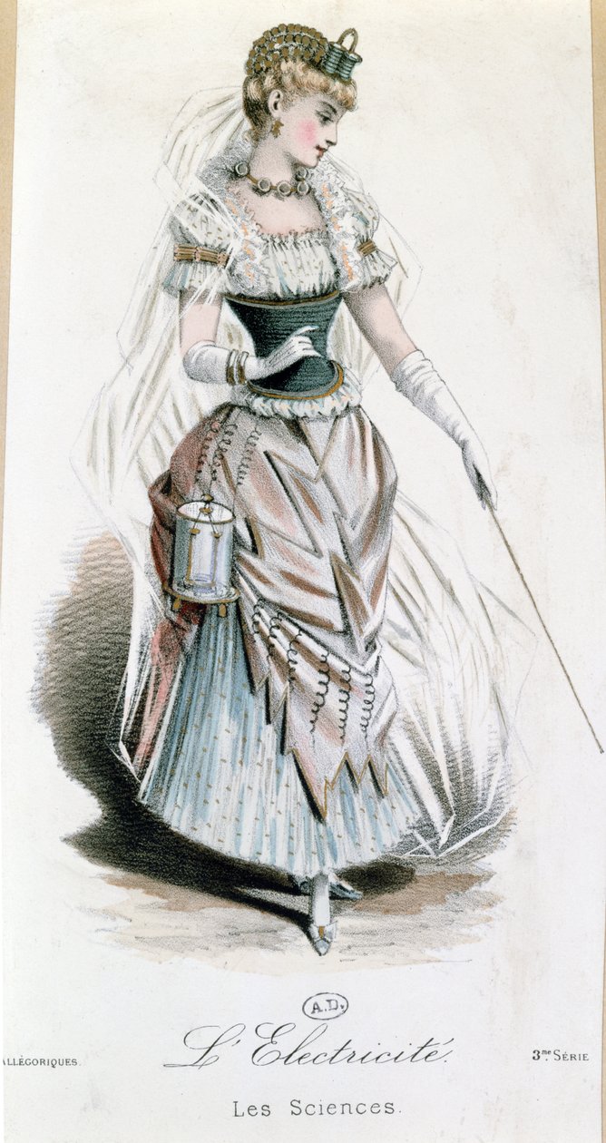 电力仙女，为电池化装舞会服装，c.1885 作者 法语学校