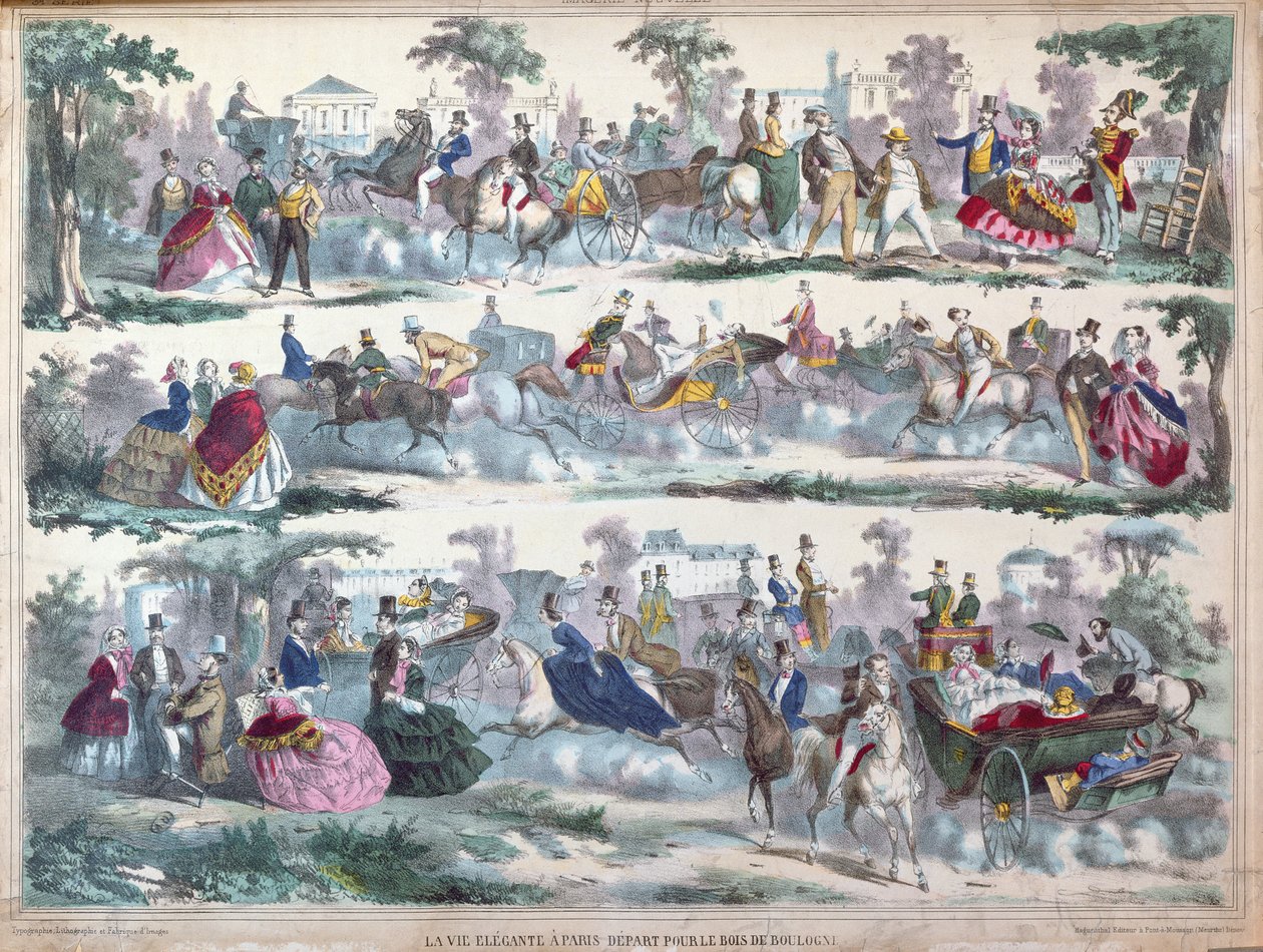 巴黎的优雅生活 - 离开Bois de Boulogne，1860年 作者 法语学校