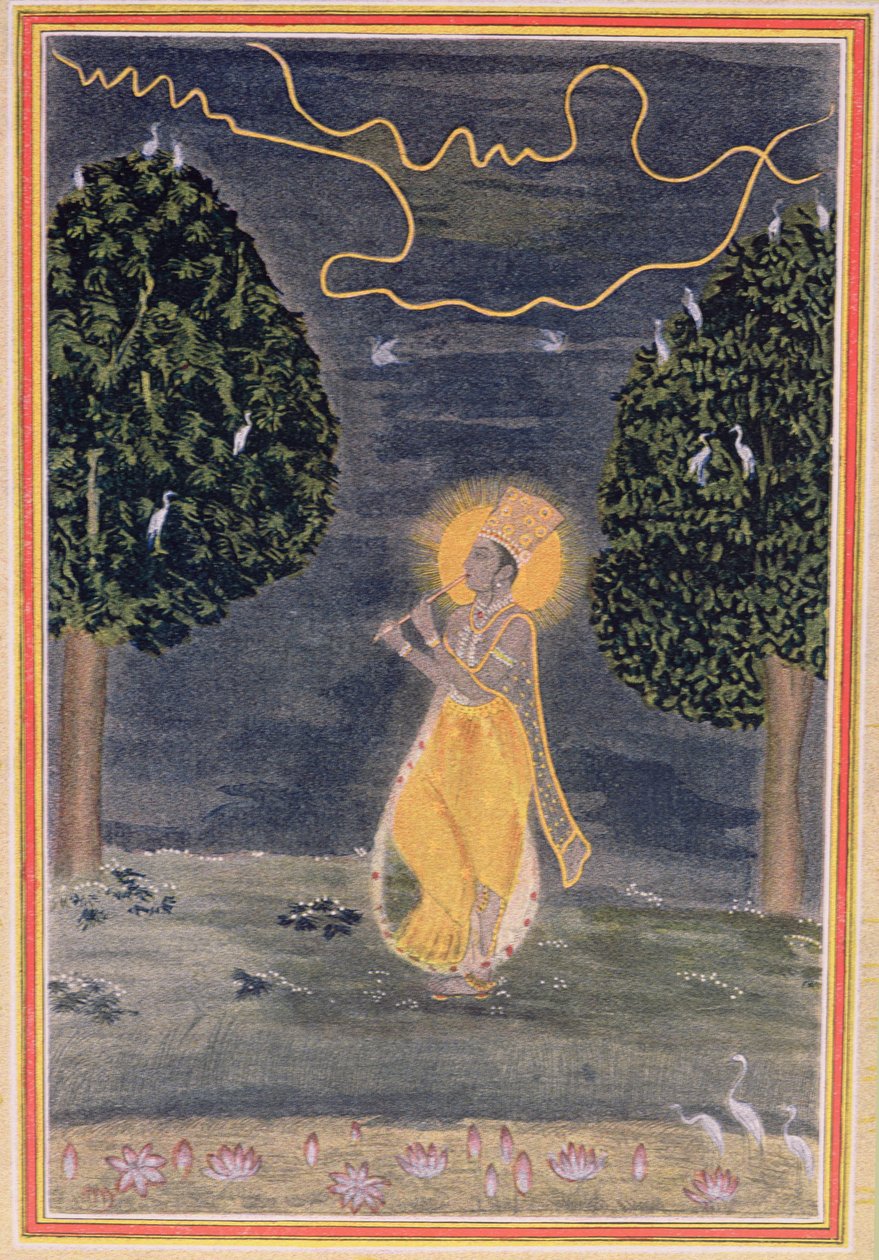 长笛演奏家，Prince Diamond的插图，来自The Arabian Nights，1895（彩色版画） 作者 法语学校