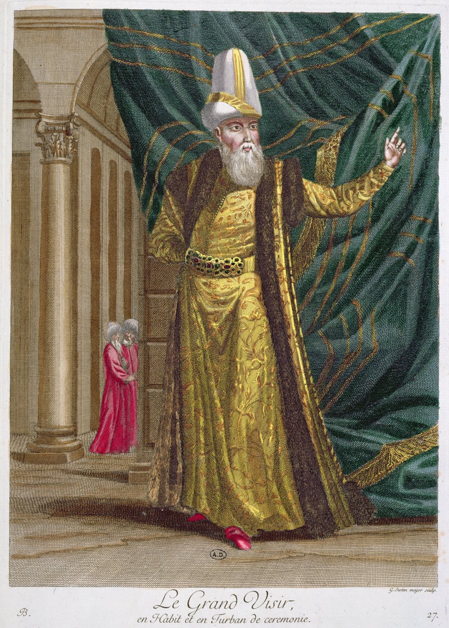 来自Levant服饰系列的Grand Vizier，由Gerard Jean Baptiste Scotin（1671-1716）1707-08刻制 作者 法语学校