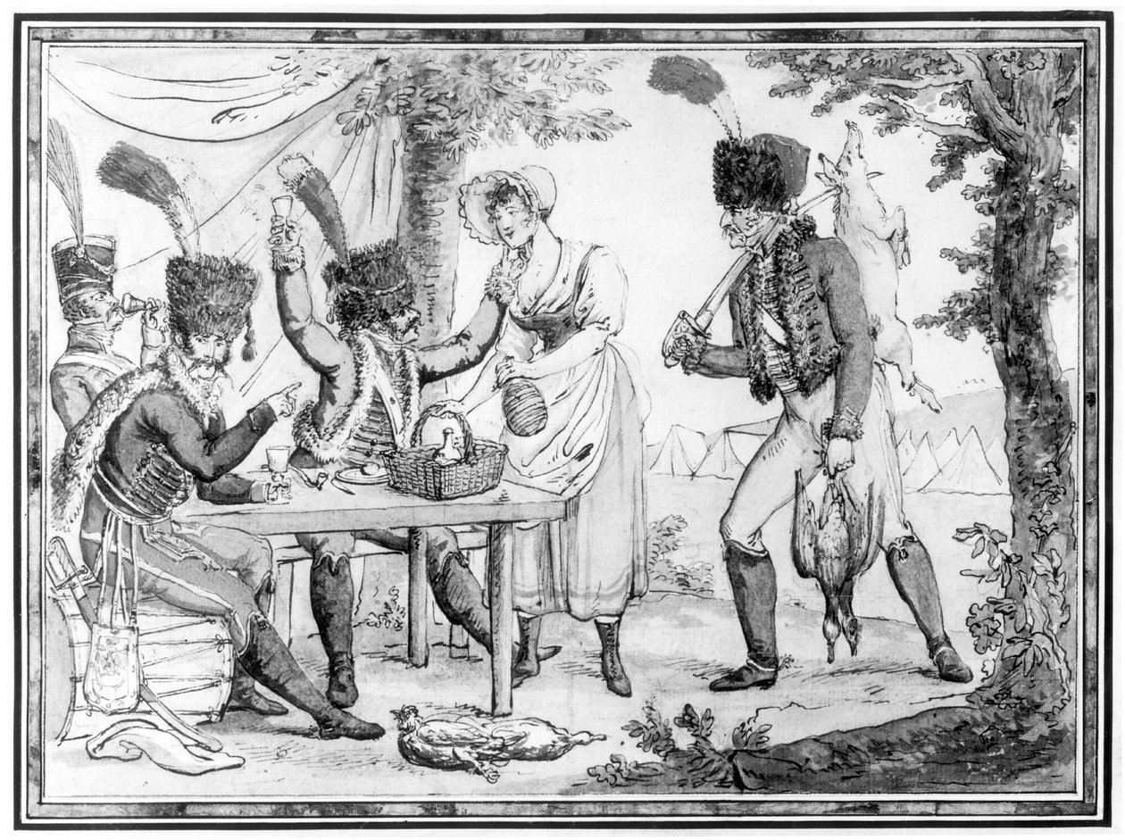 Hussars和Vivandiere，1803（纸上写着） 作者 法语学校