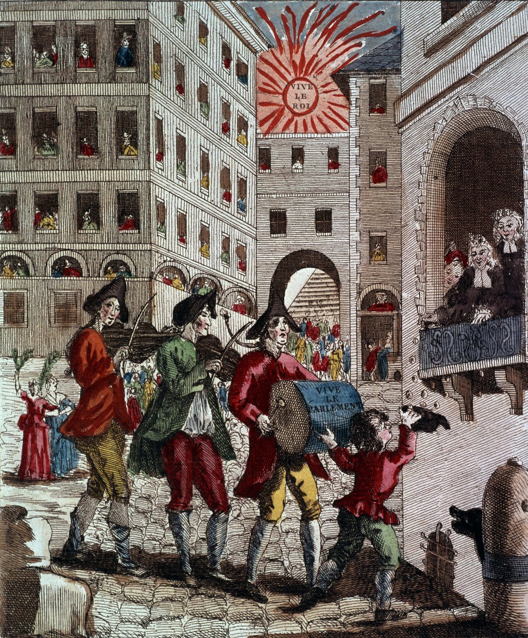 1788年9月法国人民的喜悦，庆祝国王和召回议会 作者 法语学校
