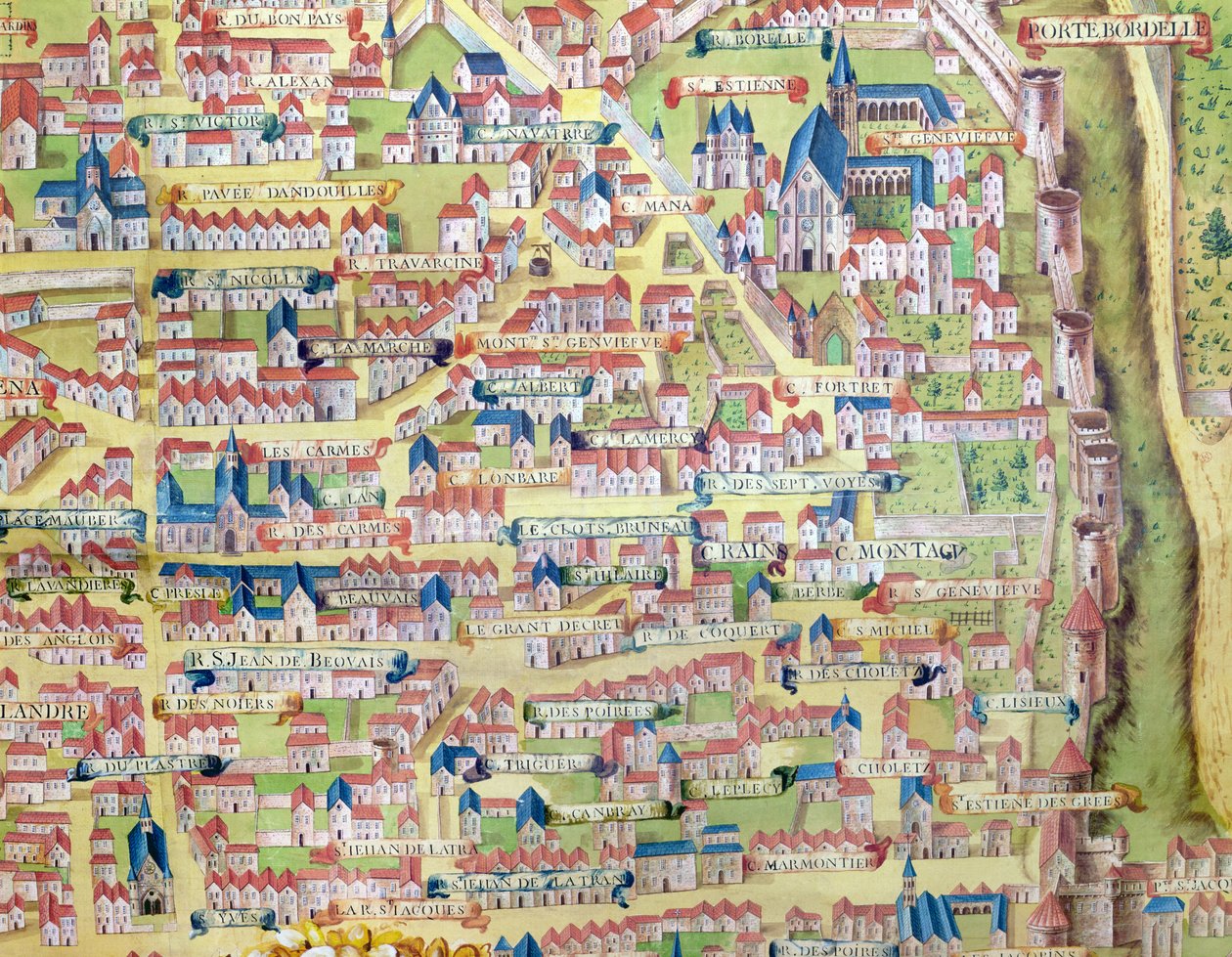 Montagne Sainte-Genevieve详细信息来自巴黎的计划，编号为1540，名为Plan de la Gouache，c.1860 作者 法语学校