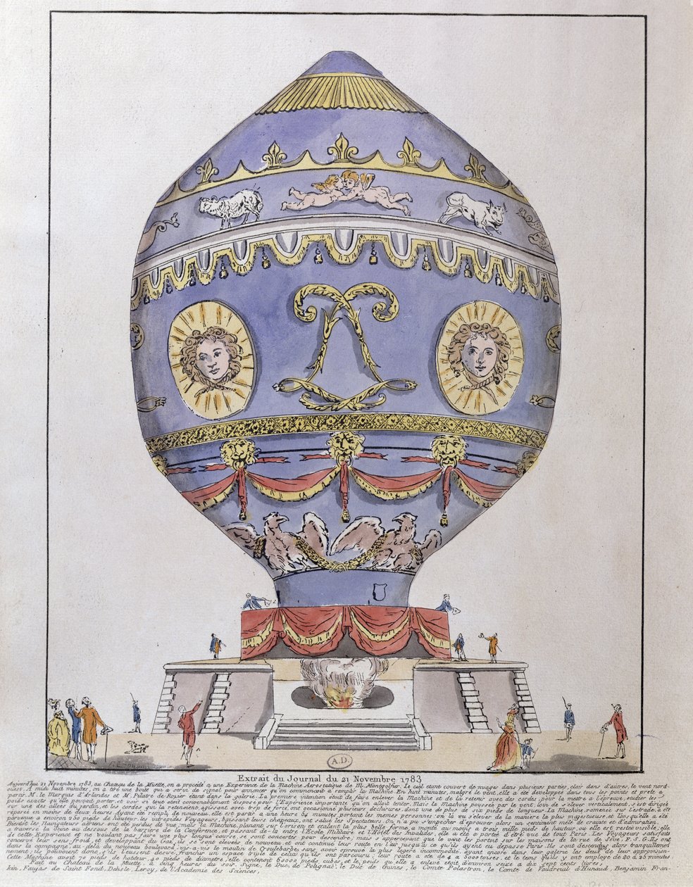 1783年11月21日，Chateau de la Muette的Montgolfier兄弟气球实验 作者 法语学校