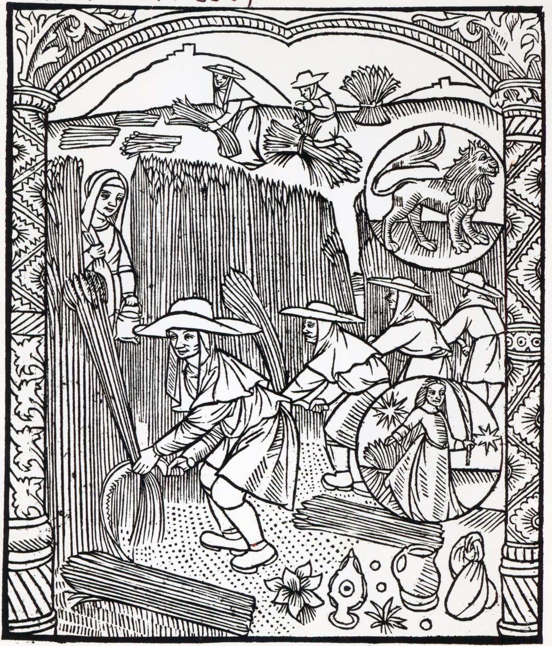 8月，从牧羊人日历，1496年 作者 法语学校