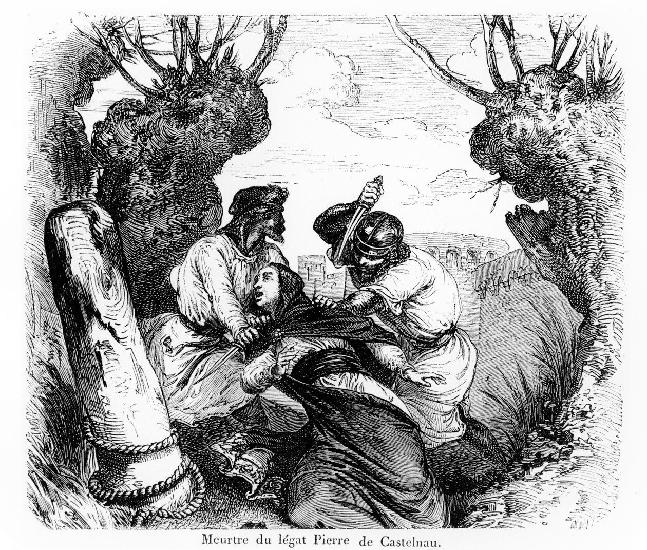 罗马教皇使馆的谋杀案，皮埃尔·德卡斯特诺，1860-80 作者 法语学校