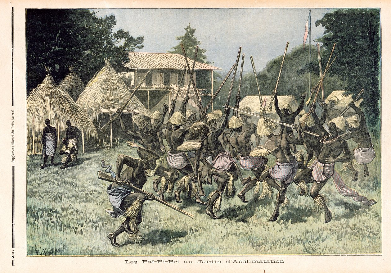 巴黎适应性花园的Pai-Pi-Bri，来自《小报》的插图，1893年8月5日（彩色雕版）。 作者 法语学校