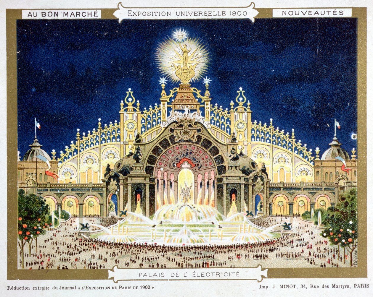世界博览会上的电力宫，摘自《Le Bon Marche》商店目录 作者 法语学校