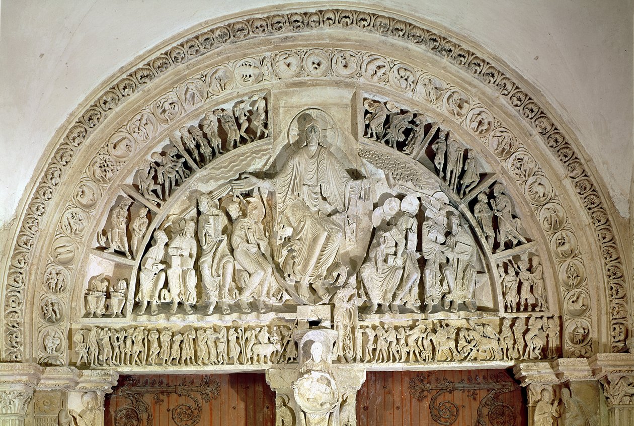 五旬节，来自中央门户的鼓室，c.1120 作者 法语学校