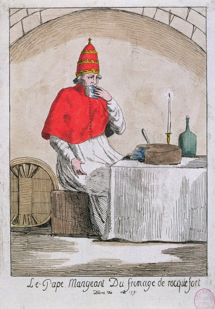 教皇吃羊乳干酪，1791年 作者 法语学校