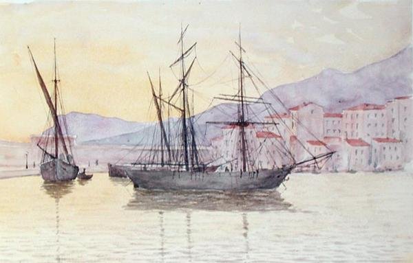 芒通港（纸上水彩画） 作者 法语学校