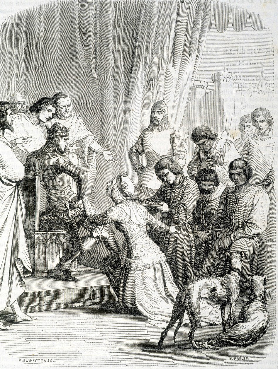 英国女王（Philippa de Hainaut）为加莱的居民向她的丈夫爱德华三世致谢（加莱6个资产阶级的插曲）。 作者 法语学校