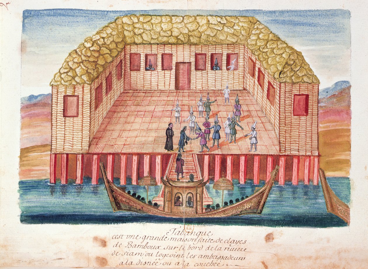 法国驻暹罗大使的住所，来自暹罗耶稣会士的记载，1688年（纸上写着） 作者 法语学校