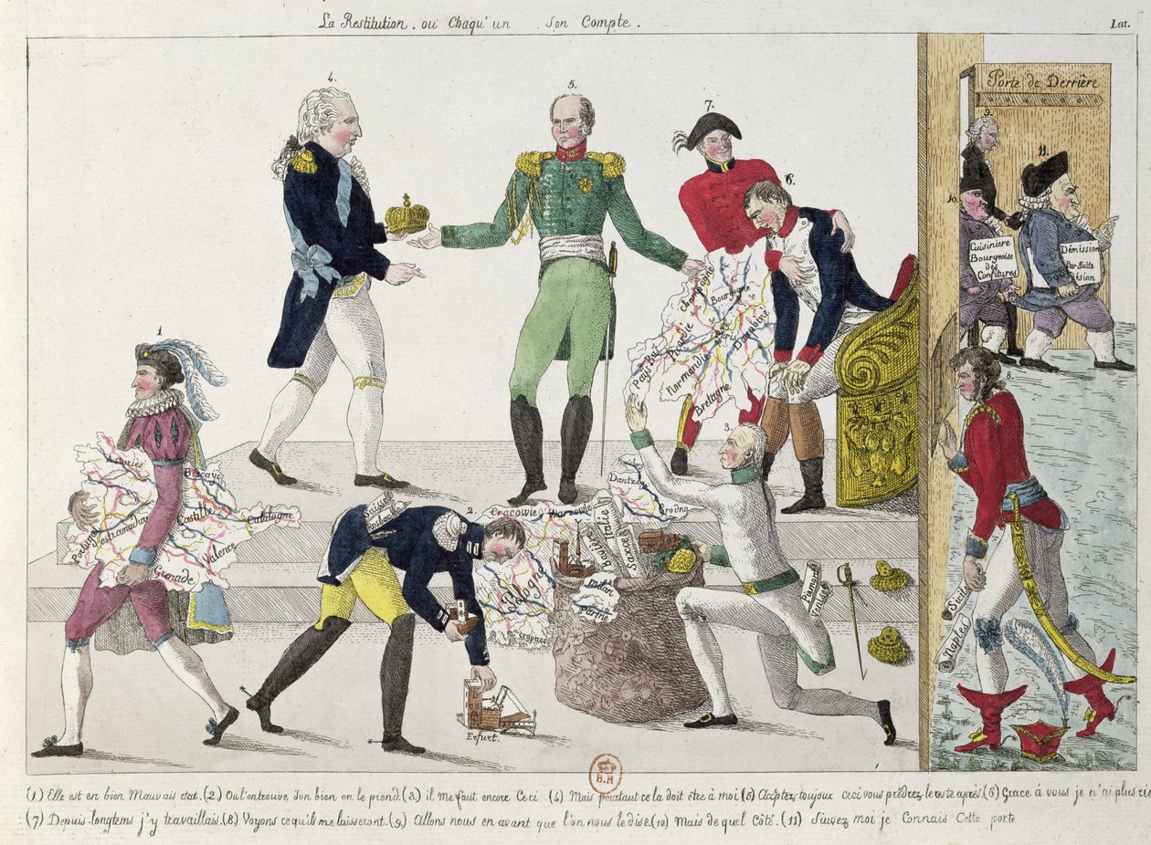 恢复或法国帝国在滑铁卢之后被分割，1815年 作者 法语学校