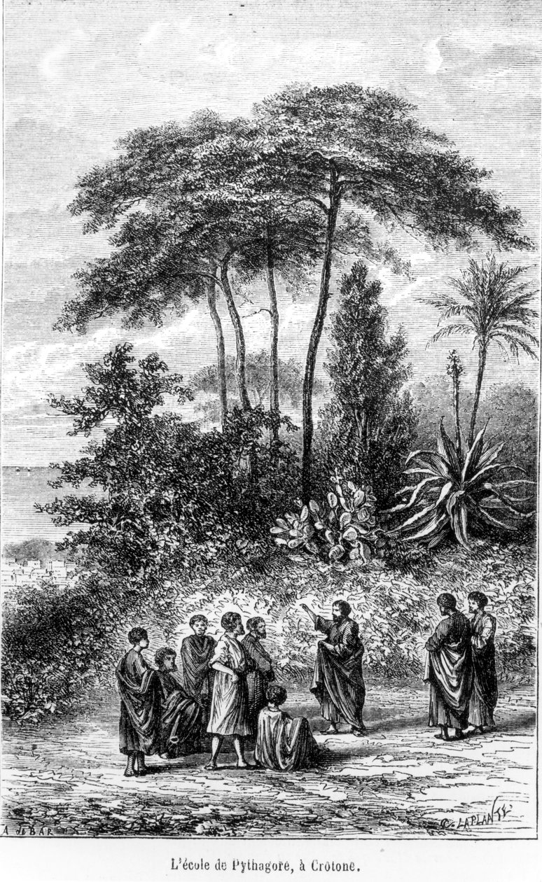 毕达哥拉斯学院（公元前560  -  500年），来自1865年的光辉世界 作者 法语学校