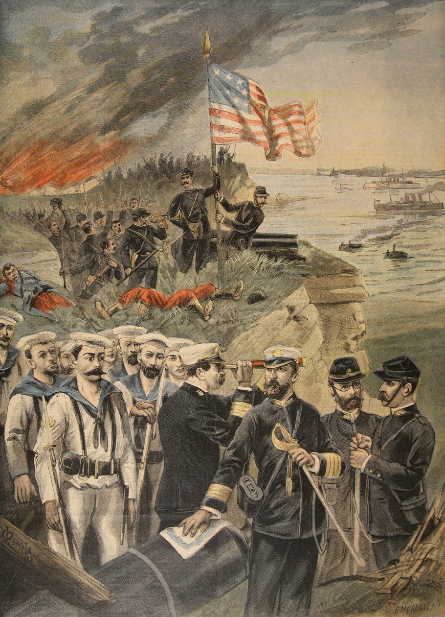 西班牙美国战争：在关塔那摩登陆，插图来自Le Petit Journal：Supplement illustre，1898 作者 法语学校