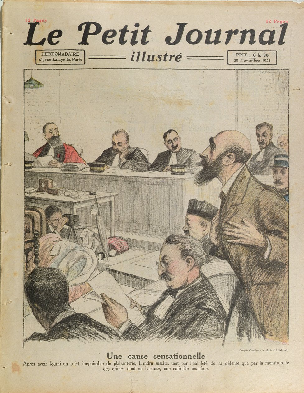 1921年11月20日，来自Le Petit Journal的Henri Desire Landru（1869-1922）的审判 作者 法语学校