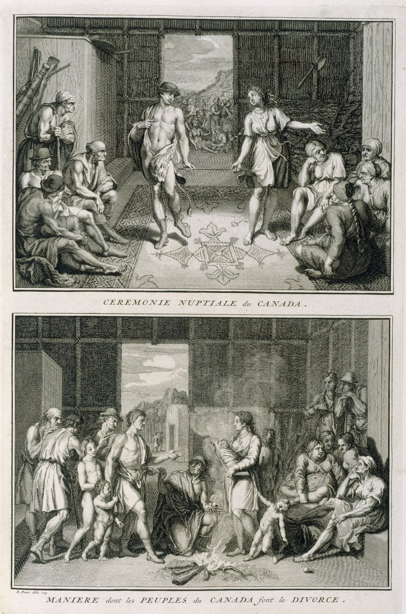 加拿大的婚礼和离婚方式，宗教仪式和习俗的插图，由Bernard Picart（1673-1733）1723年刻 作者 法语学校