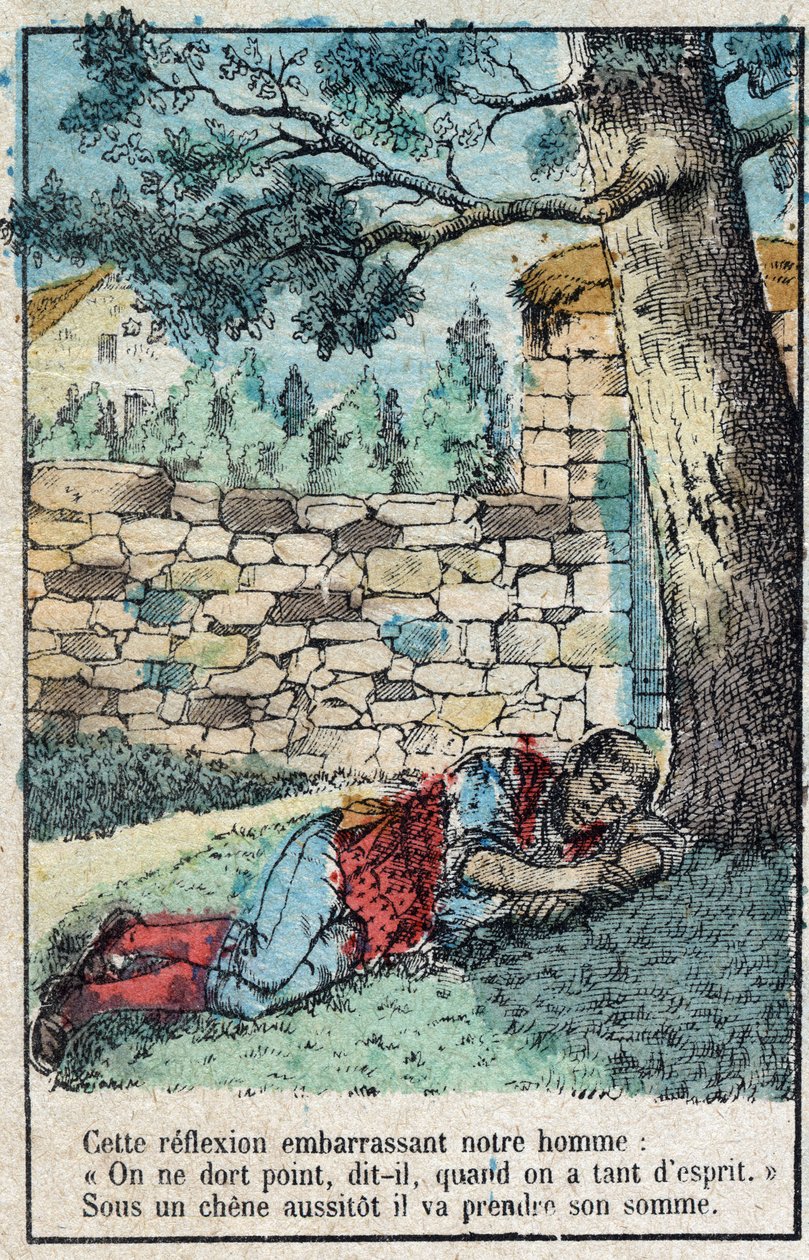 橡子和南瓜。Jean de La Fontaine (1621-95)的寓言。19世纪末的埃皮纳尔影像。 作者 法语学校