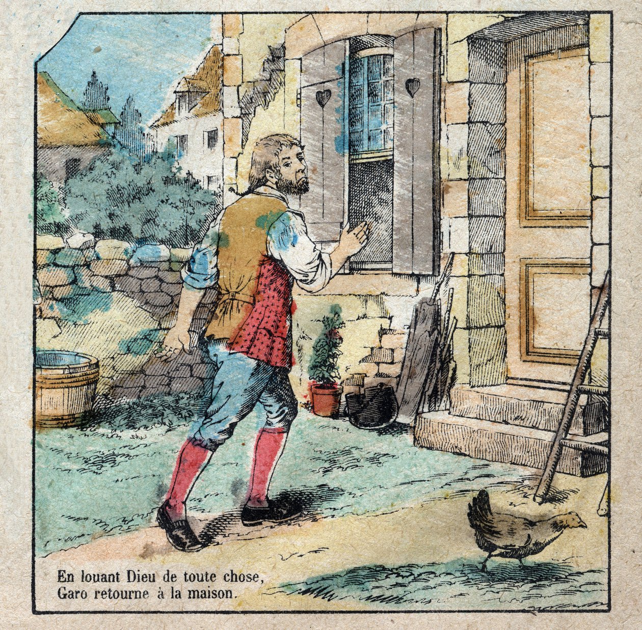 橡子和南瓜。Jean de La Fontaine (1621-95)的寓言。19世纪末的埃皮纳尔影像。 作者 法语学校
