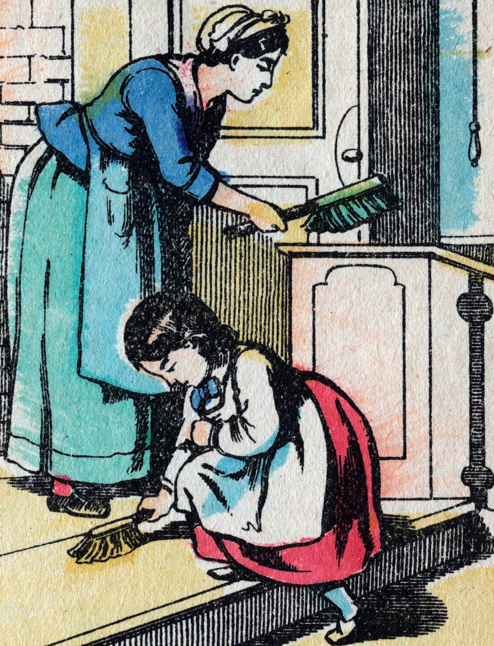 来自好家庭的女孩的活动：家务 - Epinal 图片 - 19 世纪（雕刻） 作者 法语学校