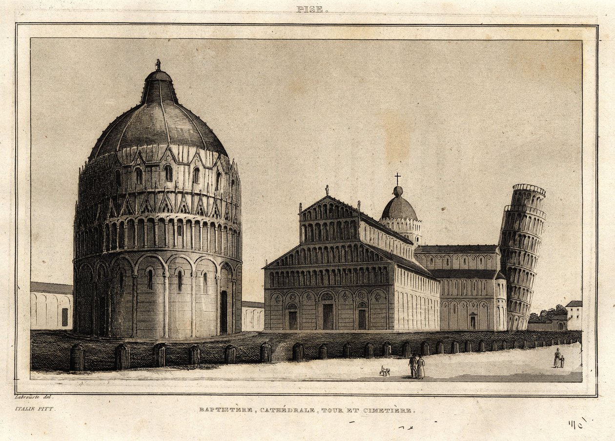The baptistere, the cathedrale, the tower and the cemetery of Pisa 作者 法语学校