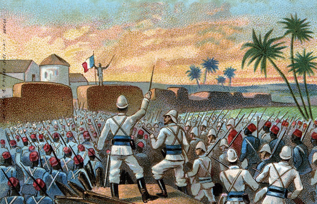 The capture of Abomey, former capital of Behanzin (Benin today) by the French expeditionary force commissioned by General Alfred Amedee Dodds (November 17 作者 法语学校