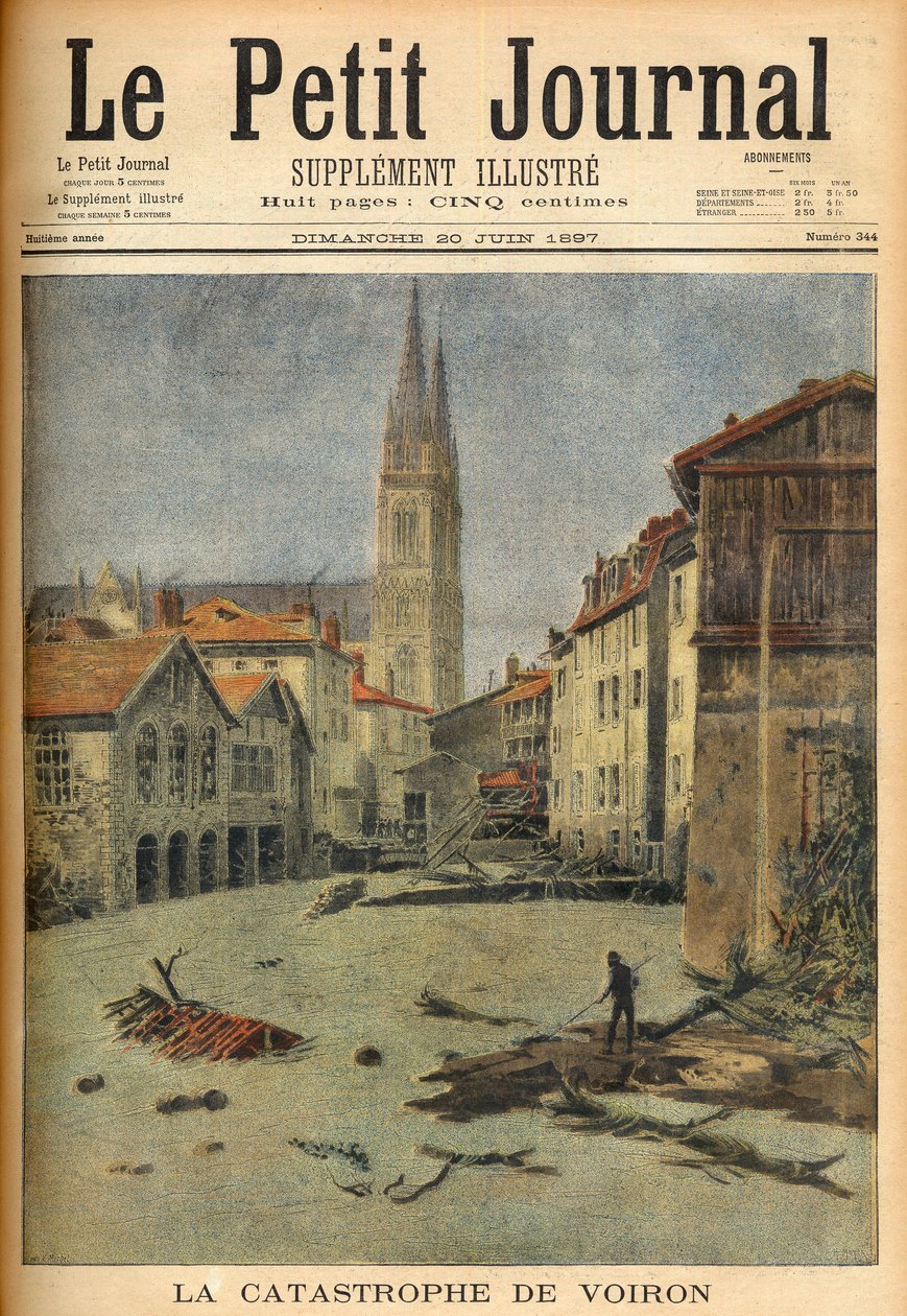 法国Voiron（伊泽尔）村的灾难（洪水），载于《小报》，1897年6月20日（雕版）。 作者 法语学校