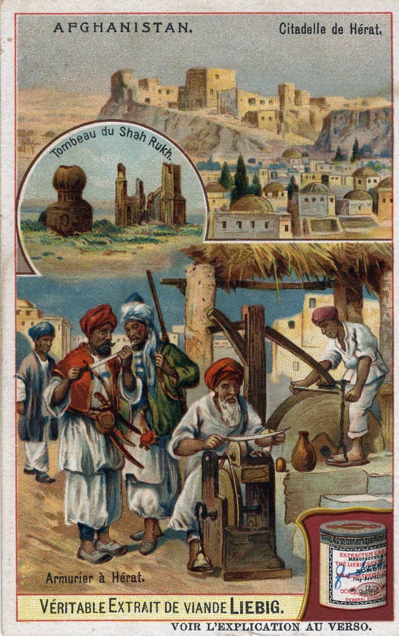 The city and armourers of the city of Herat in Afghanistan and the tomb of the Shah Rukh. Chromolithography of the 19th century. 作者 法语学校
