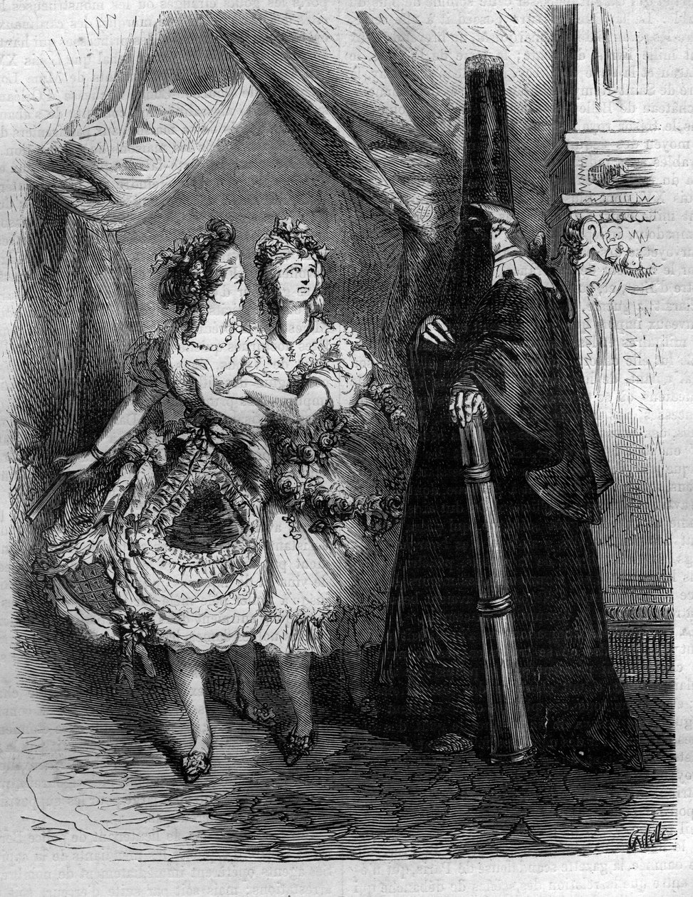 法国国王路易十五的 "后宫 "的女儿们说Bien-Aimž（1710-1774）。莫里斯-拉夏尔（Maurice Lachatre）的《历代教皇-资产-皇后和皇帝的历史》中的雕刻作品 作者 法语学校