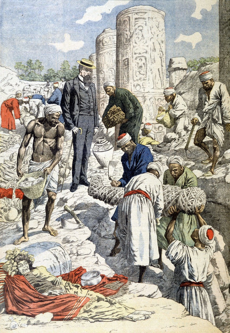Gayet 先生在 Antinoé 的发掘 - 1904 年 1 月 10 日的“Le Petit Journal”（版画） 作者 法语学校
