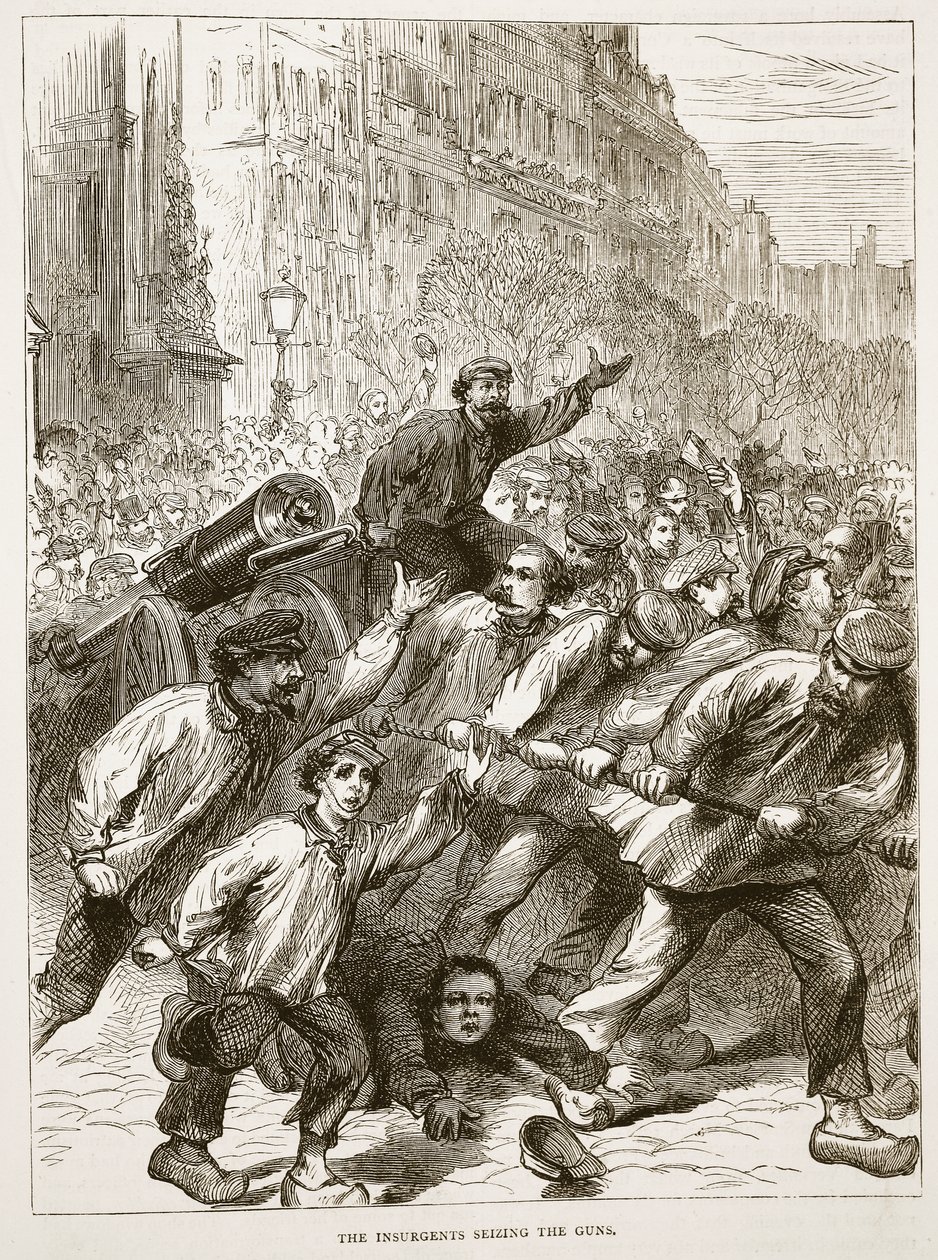 叛乱分子夺取枪支，1871年3月，插图来自卡塞尔斯法国与德国之间的战争历史，1870-1871 作者 法语学校