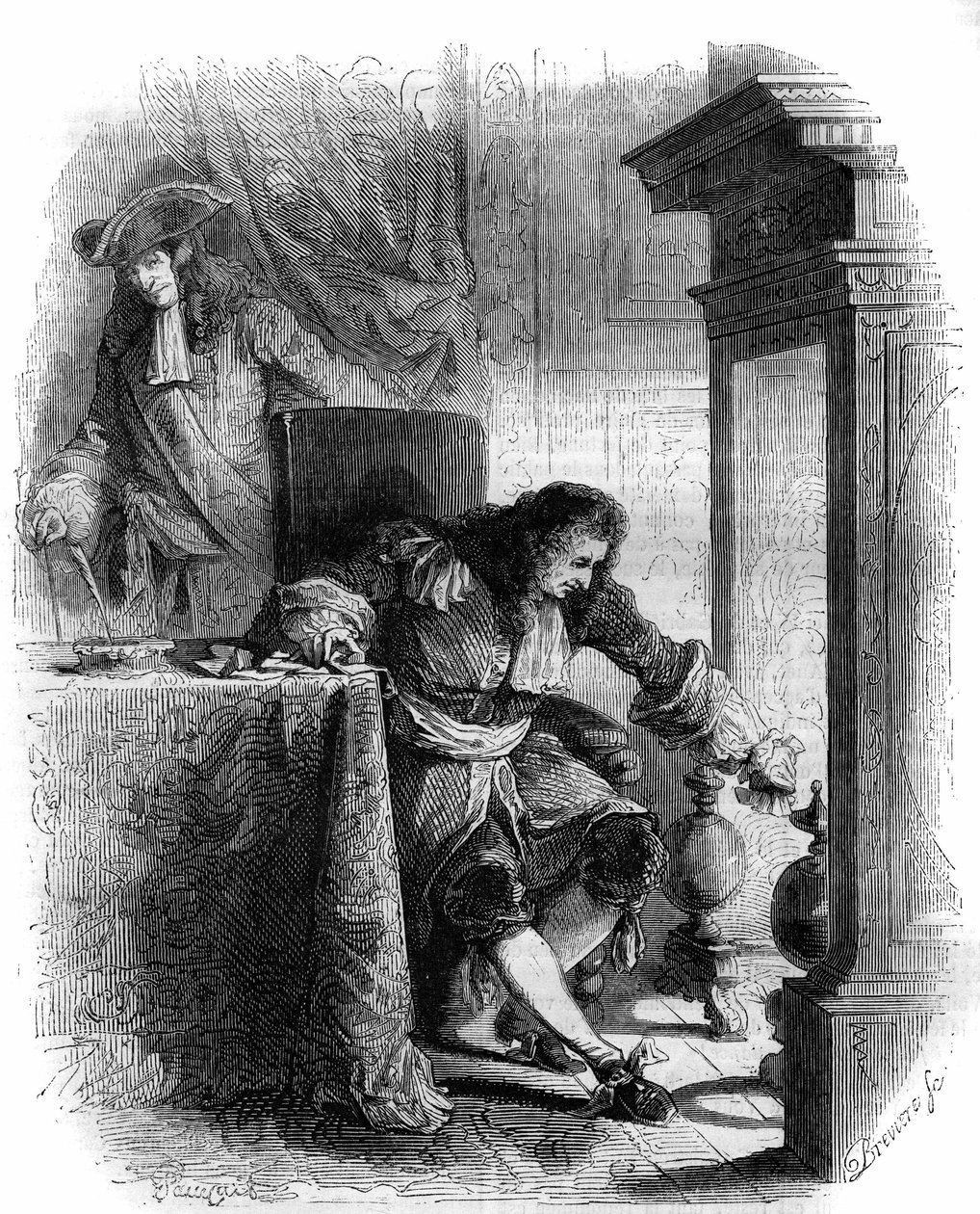 剧作家Jean Galbert de Cammistron（1656-1723）与Louis Joseph de Vendome公爵（1654-1712）的通信。1856年的雕版画。 作者 法语学校