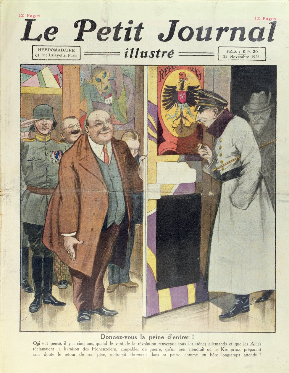 1923年11月25日，德国王储William Hohenzollern（1885-1951）可能从Le Petit Journal返回德国 作者 法语学校