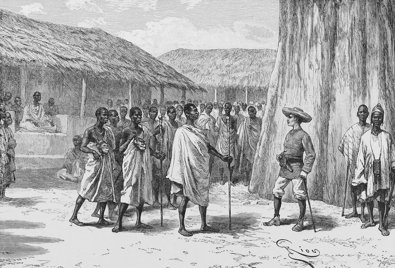 在阿瓦布签署的条约，插图来自《Du Niger au Golfe de Guinee...》，作者Louis Gustave Binger 作者 法语学校