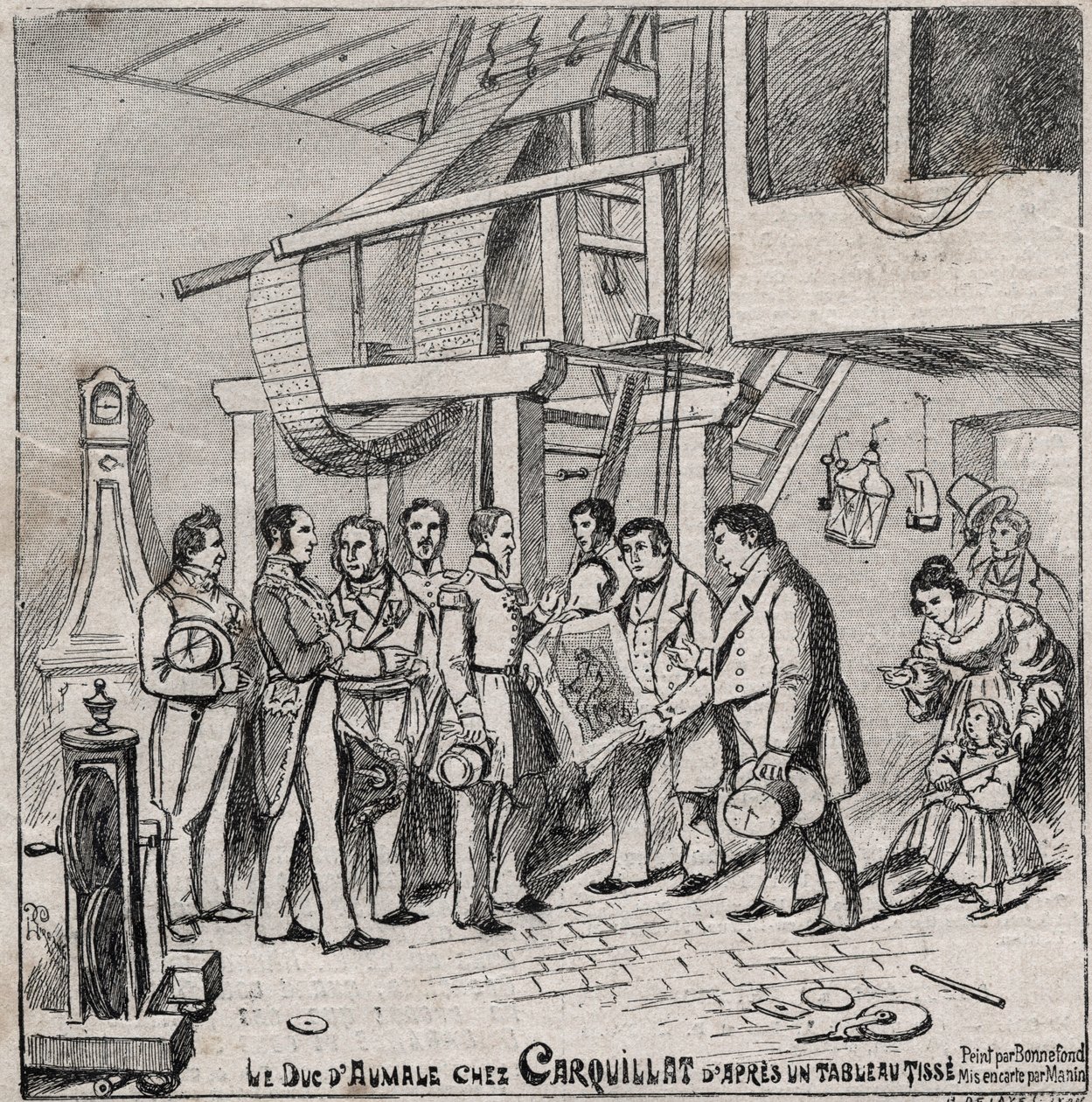 The silk industry under the Monarchy of July - the visit of the Duke of Aumale at the workshop of the weaver Carquillat in Lyon on August 24 作者 法语学校