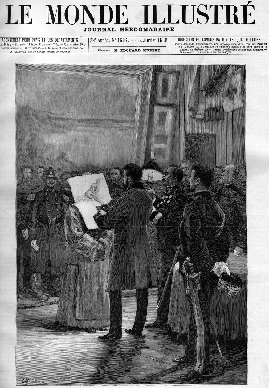 萨迪-卡诺总统（1837-1894）在1888年对瓦勒德格雷斯的访问--在 "图解世界 "中。 作者 法语学校